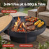 Fire Pit Table with Lid Deep Fire Bowl Wood Burning BBQ Grill for Backyard Camping Patio Picnic