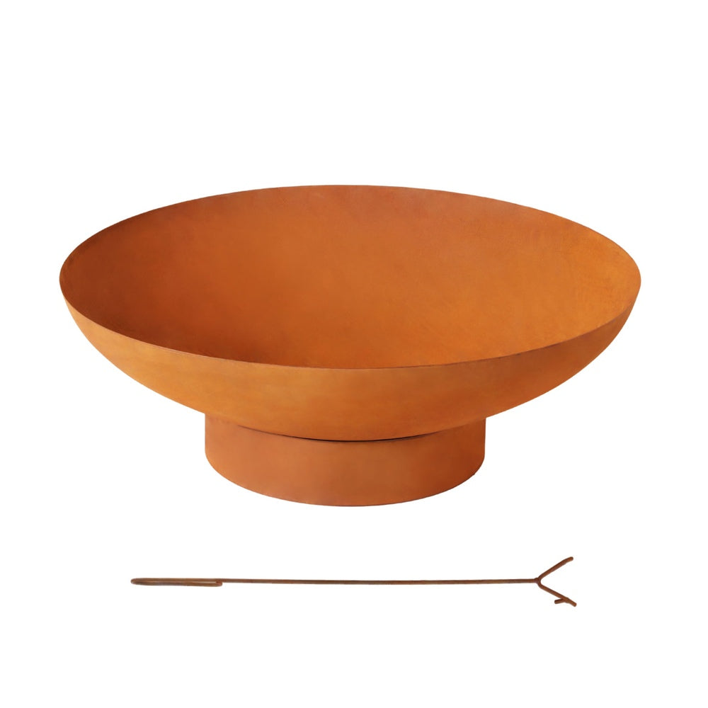 80cm Iron Fire Pit Bowl Outdoor Patio Fireplace Wood Burning Rust Finish