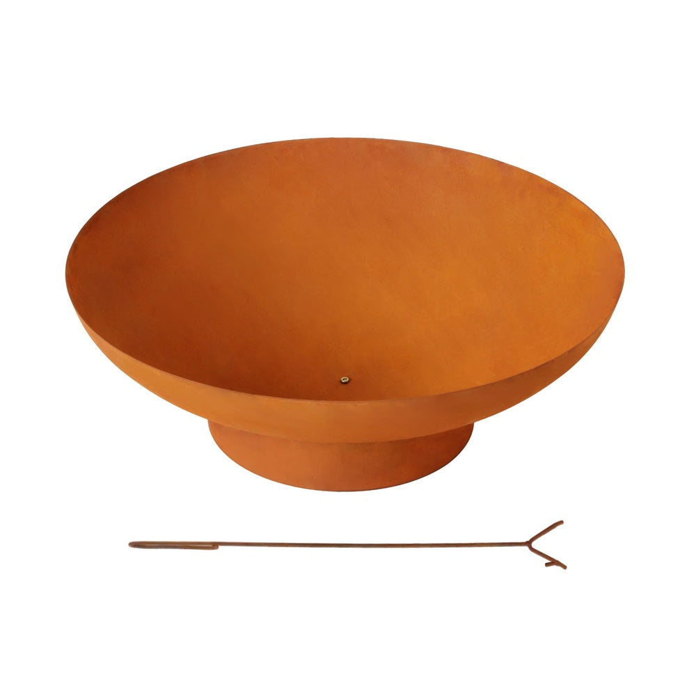 80cm Iron Fire Pit Bowl Outdoor Patio Fireplace Wood Burning Rust Finish