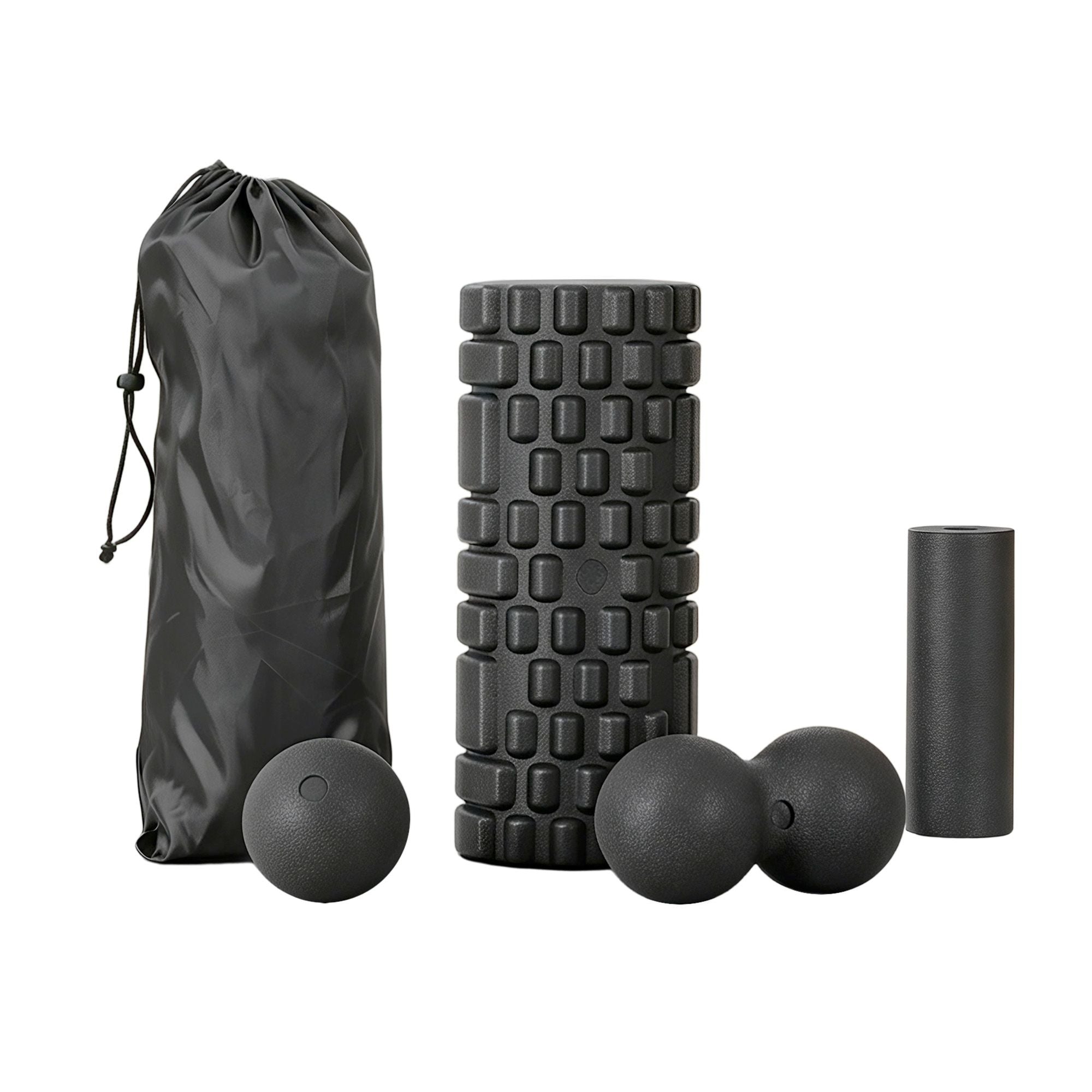 4 in 1 Foam Roller Set Muscle Recovery Massage Kit Black Portable