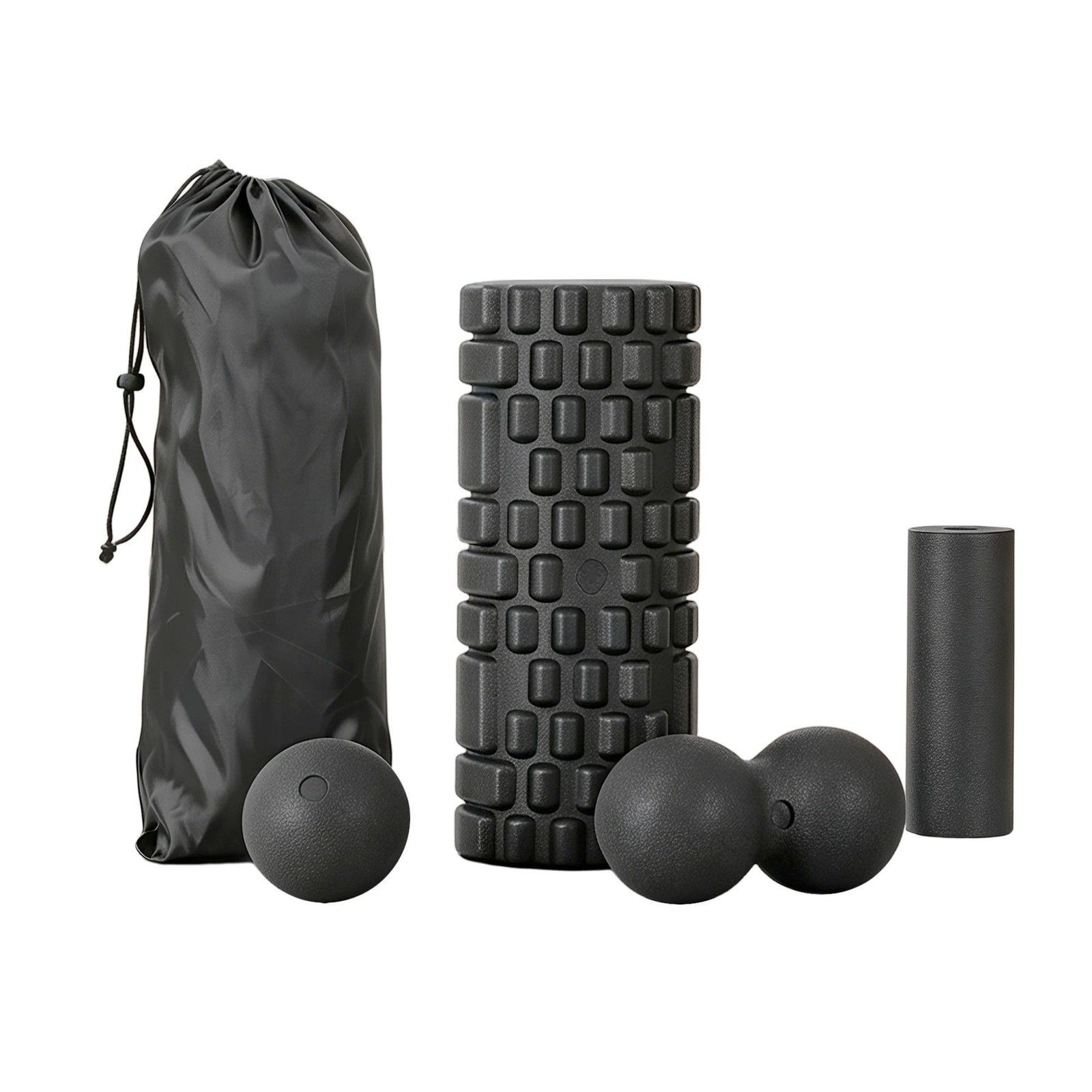 4 in 1 Foam Roller Set Muscle Recovery Massage Kit Black Portable