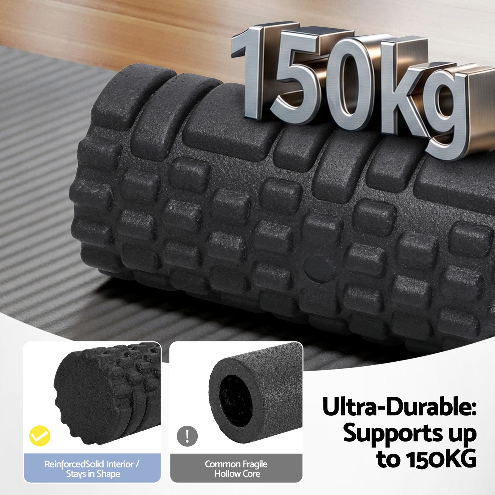 4 in 1 Foam Roller Set Muscle Recovery Massage Kit Black Portable