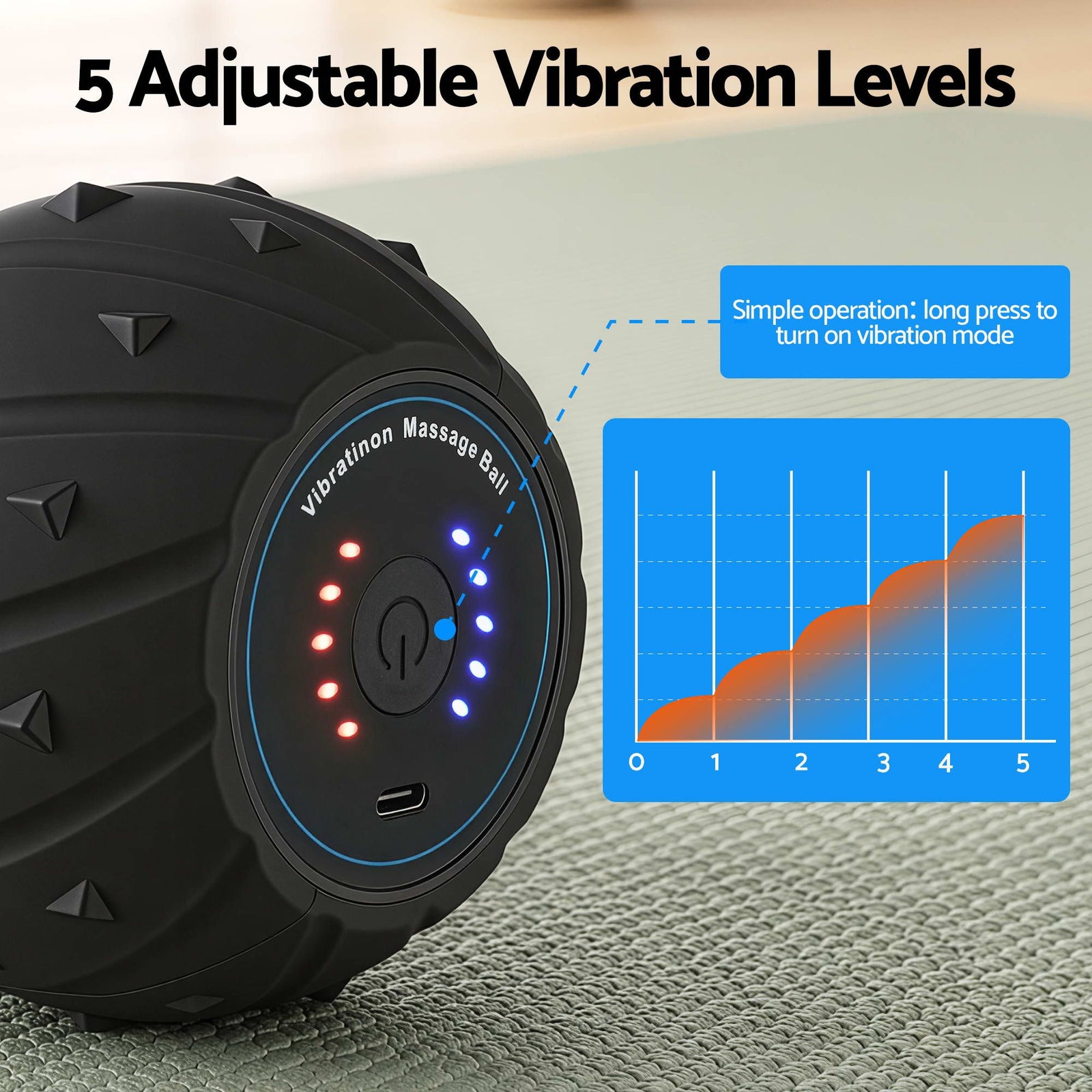 Electric Vibrating Peanut Massage Ball Deep Tissue Muscle Recovery Black