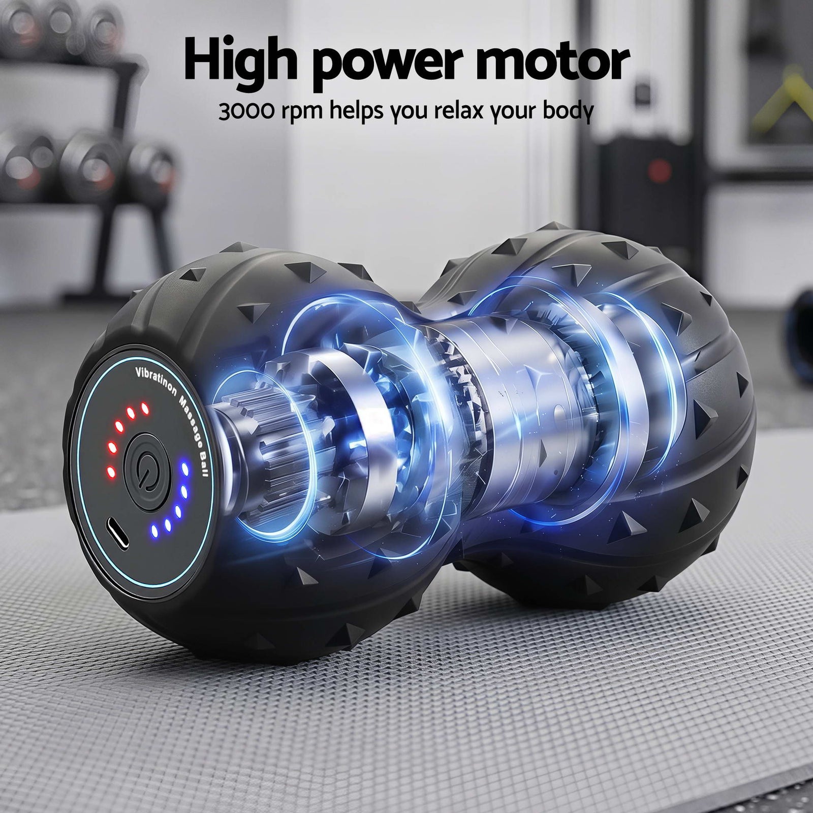 Electric Vibrating Peanut Massage Ball Deep Tissue Muscle Recovery Black