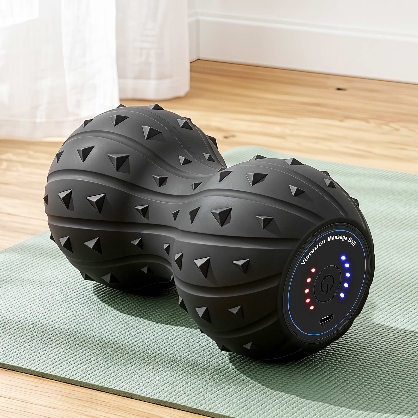 Electric Vibrating Peanut Massage Ball Deep Tissue Muscle Recovery Black