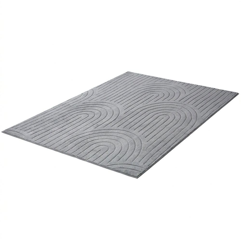 Oikiture Geometric Arch Jacquard Rug Floor Carpet 160X230cm Grey