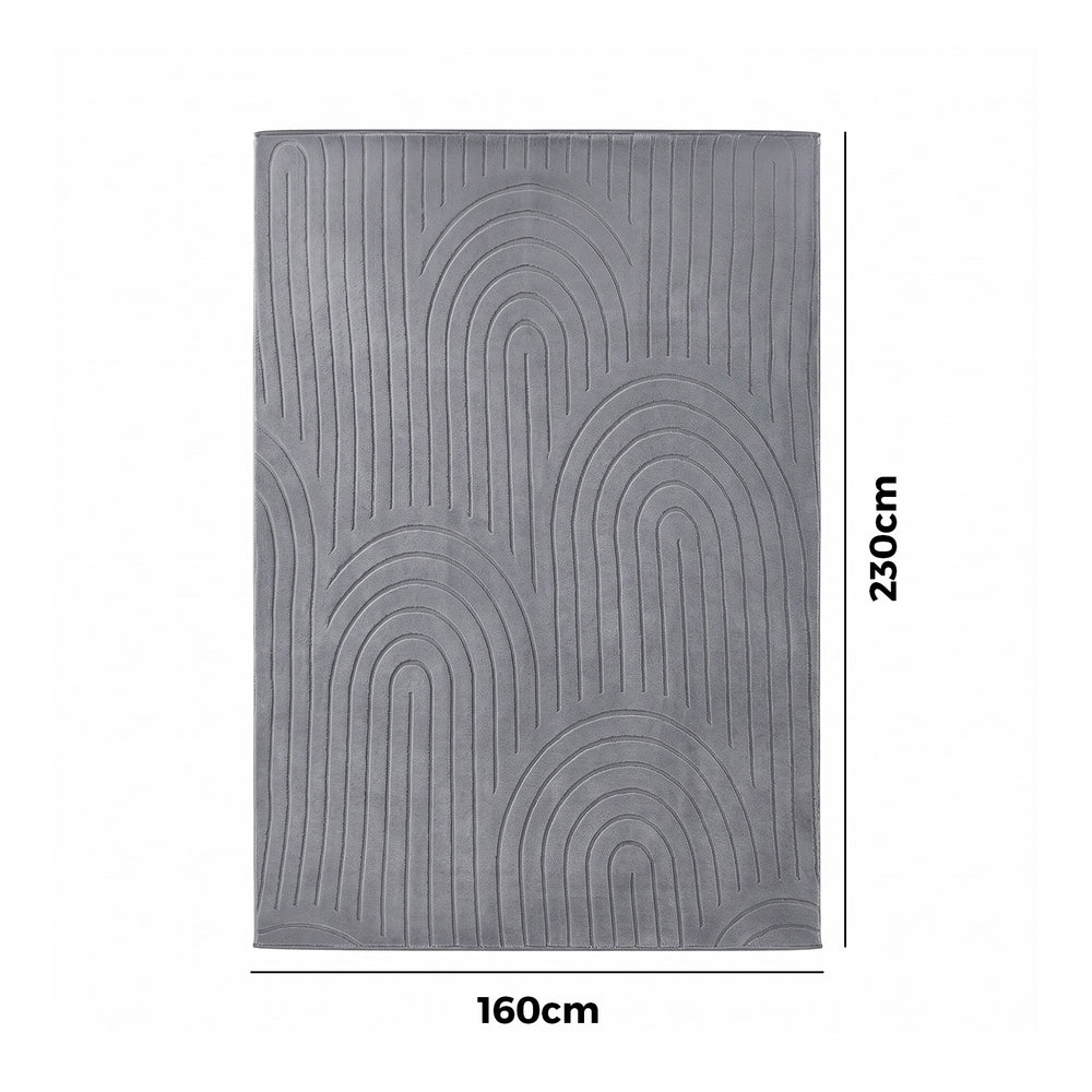 Oikiture Geometric Arch Jacquard Rug Floor Carpet 160X230cm Grey