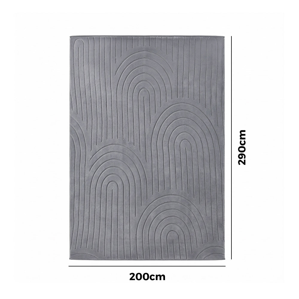 Oikiture Geometric Arch Jacquard Rug Floor Carpet 200X290cm Grey
