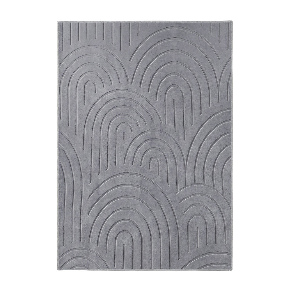 Oikiture Geometric Arch Jacquard Rug Floor Carpet 240X340cm Grey