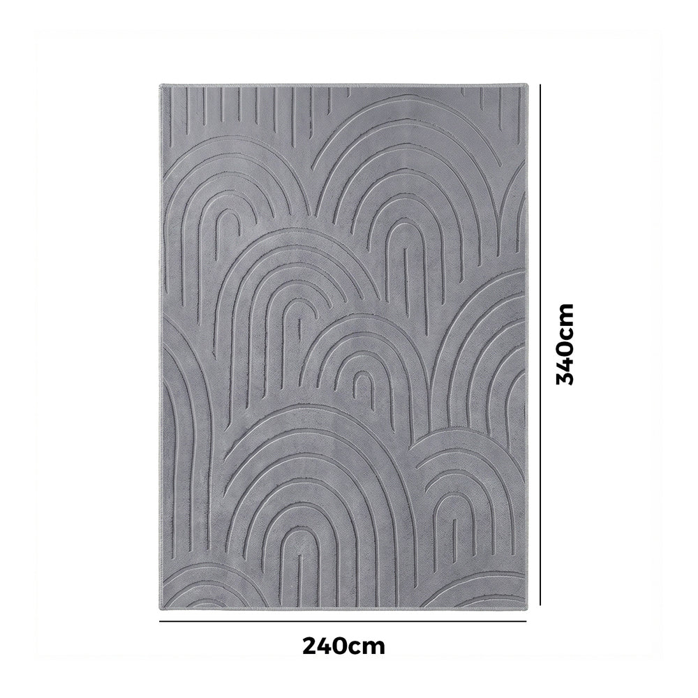 Oikiture Geometric Arch Jacquard Rug Floor Carpet 240X340cm Grey