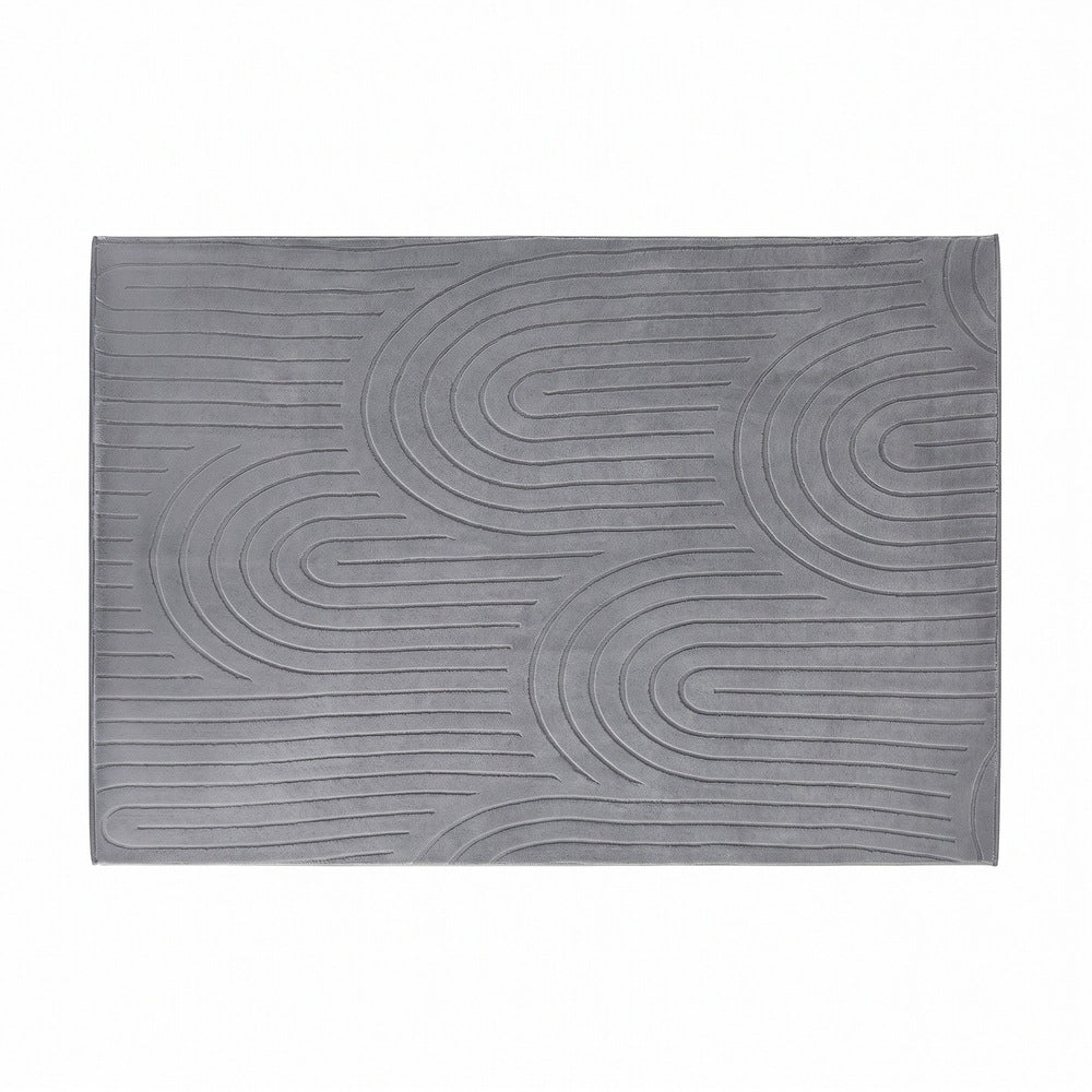 Oikiture Geometric Arch Jacquard Rug Floor Carpet 280X380cm Grey