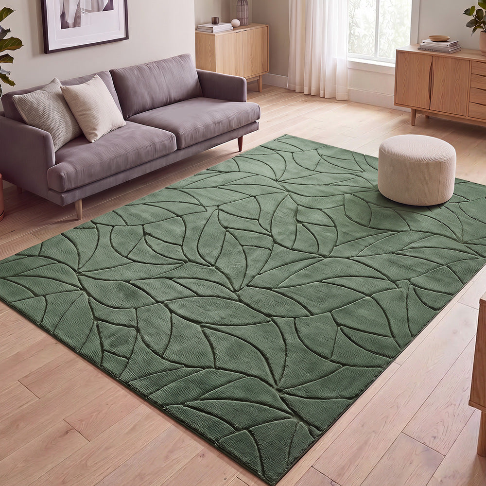 Oikiture Leaf Jacquard Rug Soft Décor Carpet 200X290cm Green