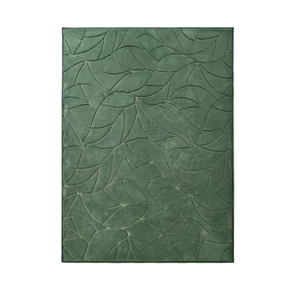 Oikiture Leaf Jacquard Rug Soft Décor Carpet 200X290cm Green