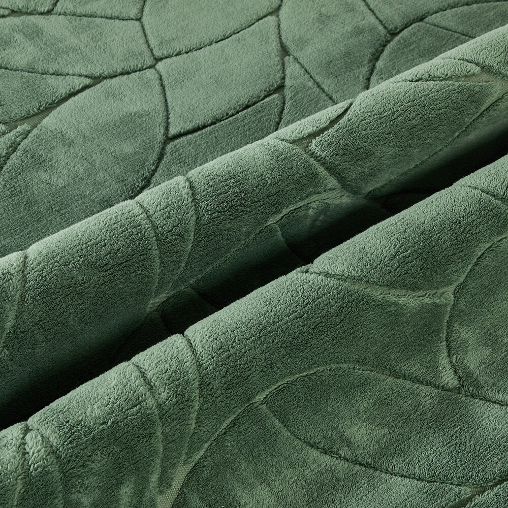 Oikiture Leaf Jacquard Rug Soft Décor Carpet 200X290cm Green