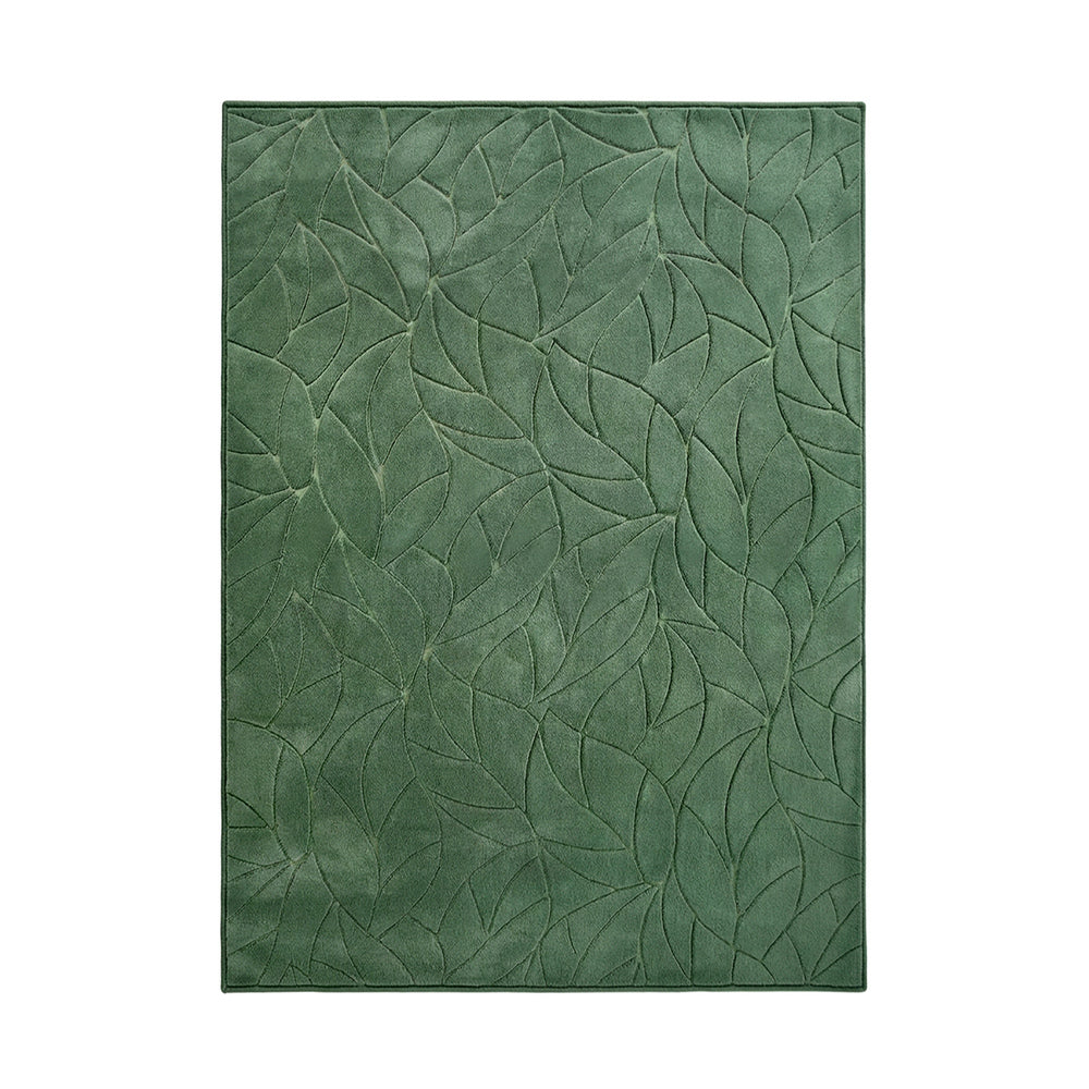 Oikiture Leaf Jacquard Rug Soft Décor Carpet 240X340cm Green