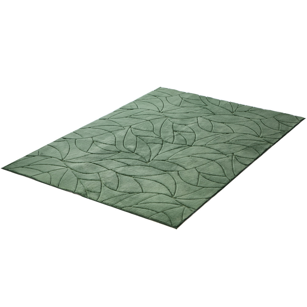 Oikiture Leaf Jacquard Rug Soft Décor Carpet 240X340cm Green