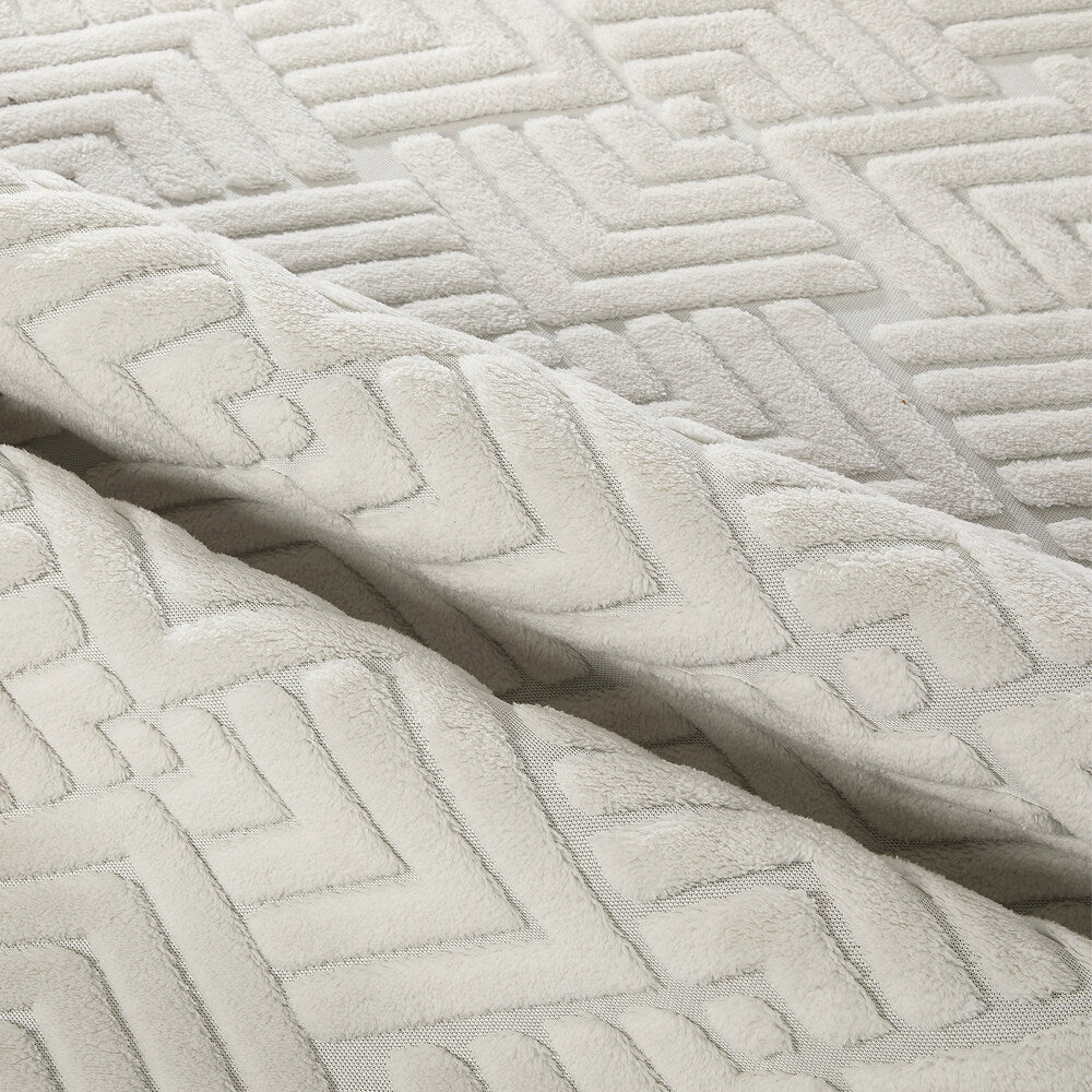 Oikiture Jacquard Rug Geometric Texture Carpet 160X230cm Ivory Cream