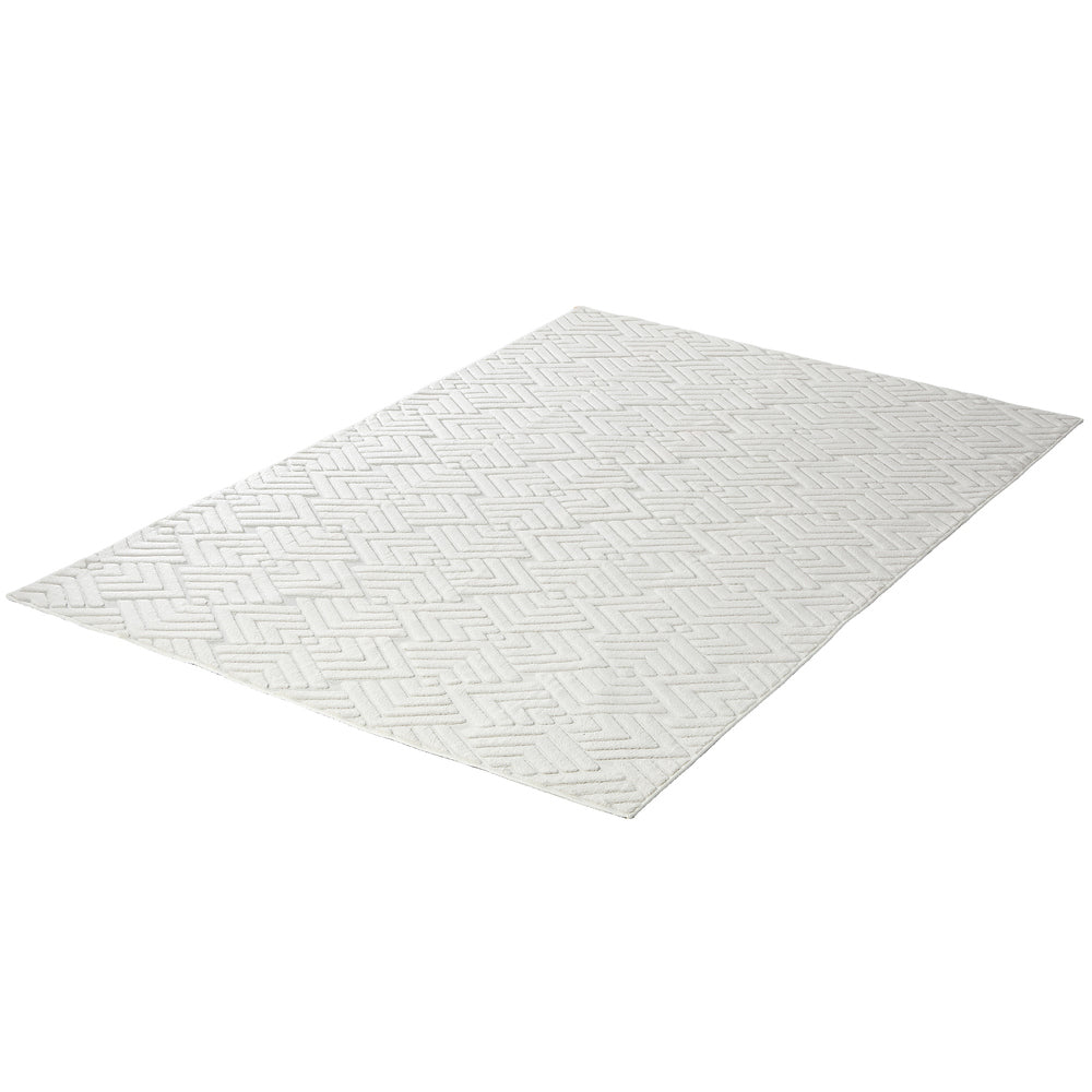 Oikiture Jacquard Rug Geometric Texture Carpet 200X290cm Ivory Cream