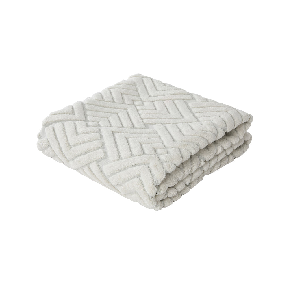 Oikiture Jacquard Rug Geometric Texture Carpet 240X340cm Ivory Cream