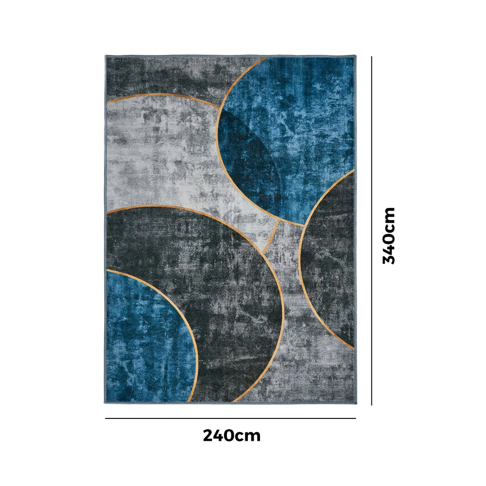 Oikiture Geometric Rug Washable Low Pile Carpet 240X340cm