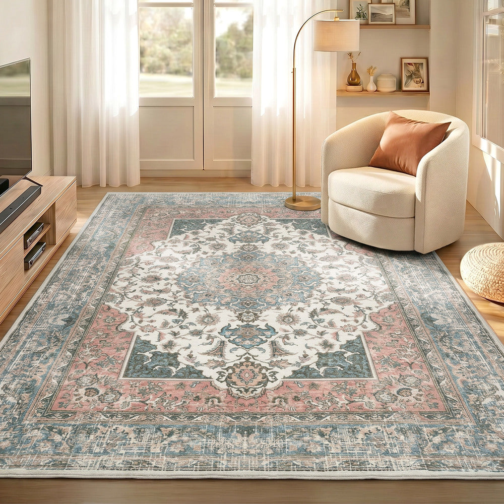 Oikiture Vintage Persian Rug Washable Soft Carpet 200X290cm
