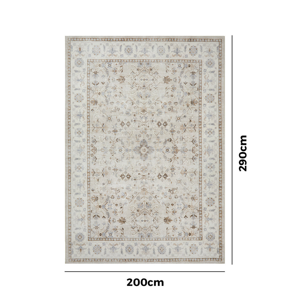 Oikiture Vintage Oriental Floral Rug Washable Carpet 200X290cm