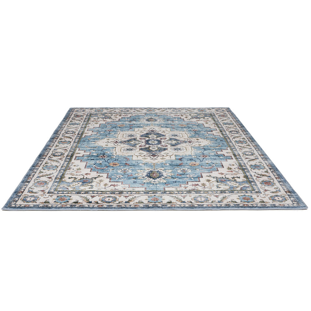 Oikiture Blue Persian Rug Washable Non Slip Carpet 160X230cm