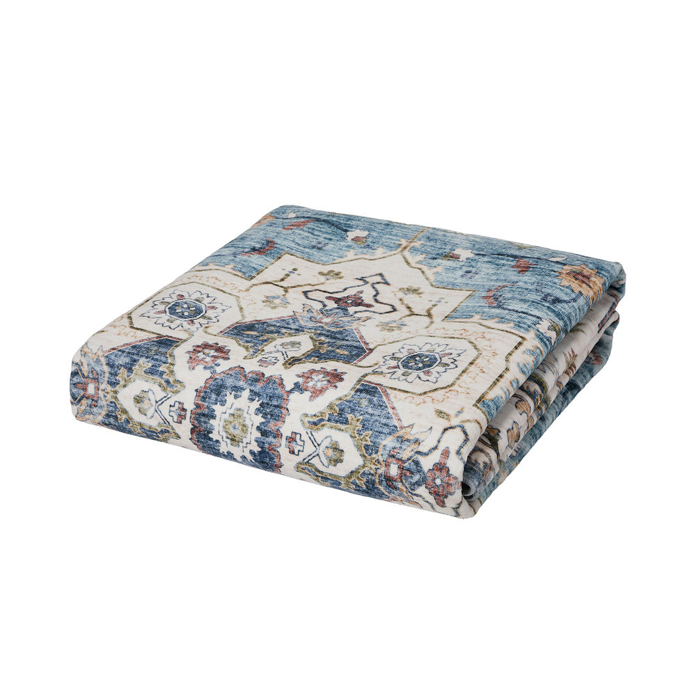 Oikiture Blue Persian Rug Washable Non Slip Carpet 160X230cm