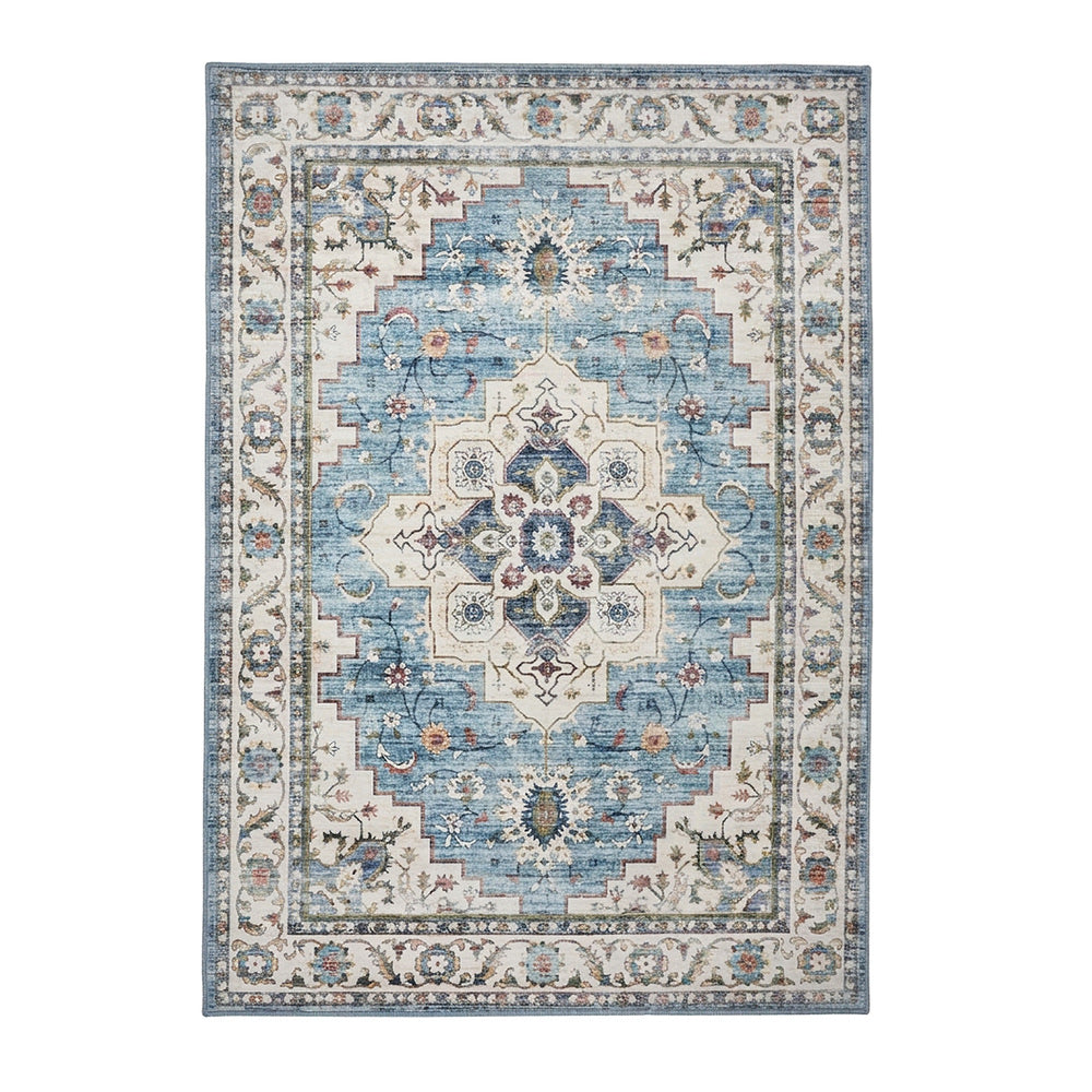 Blue Persian Rug Washable Non Slip Carpet 200X290cm