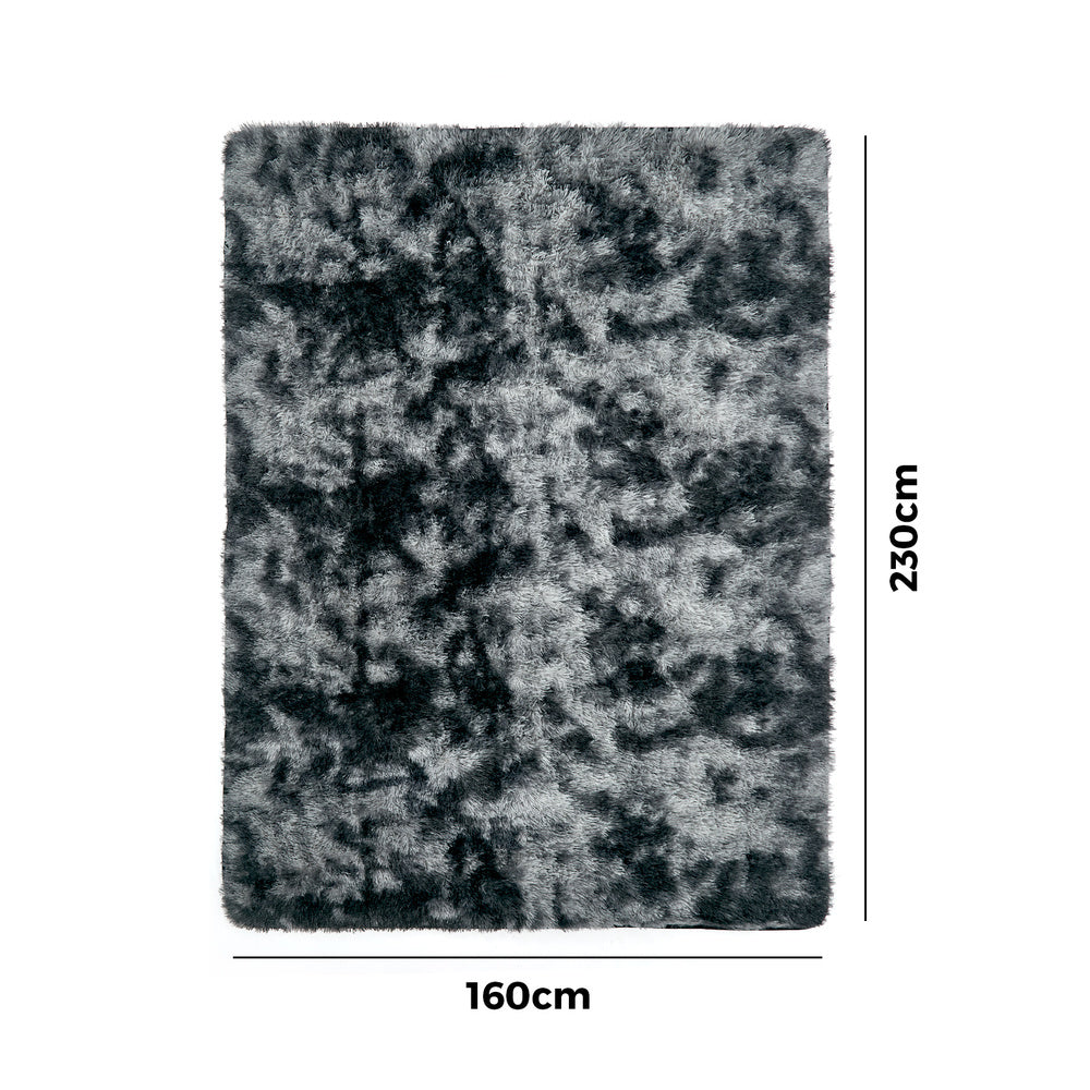 Oikiture Grey Gradient Shaggy Rug Anti Slip Carpet 160x230cm