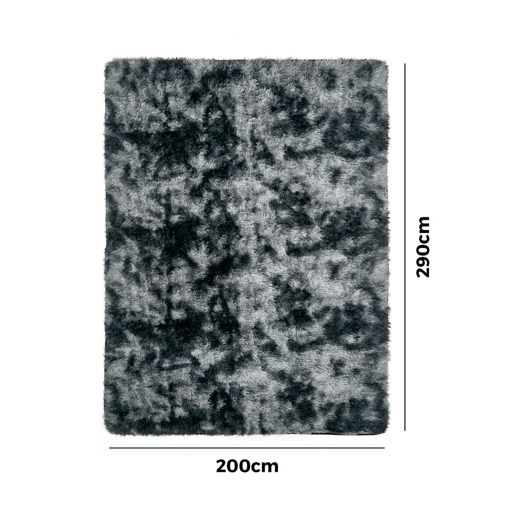 Grey Gradient Shaggy Rug Anti Slip Carpet 200X290cm