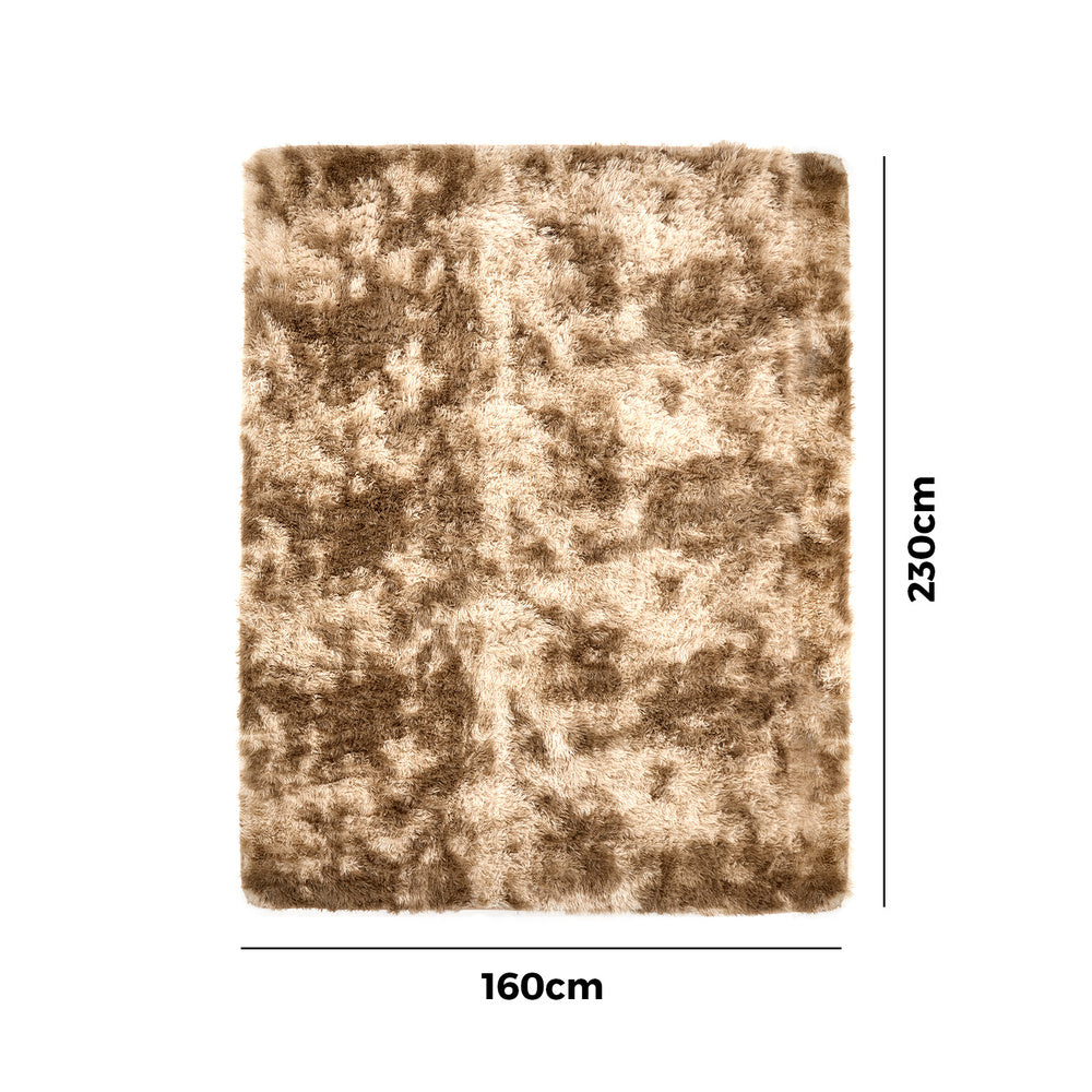 Oikiture Taupe Gradient Shaggy Rug Anti Slip Carpet 160x230cm