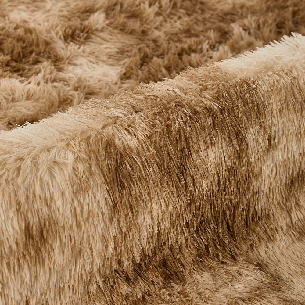 Oikiture Taupe Gradient Shaggy Rug Anti Slip Carpet 160x230cm