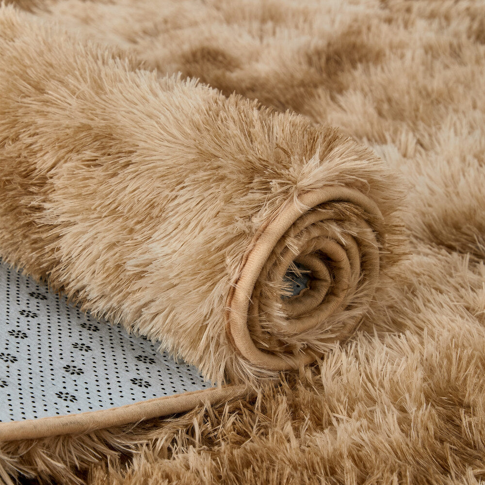 Oikiture Taupe Gradient Shaggy Rug Anti Slip Carpet 160x230cm