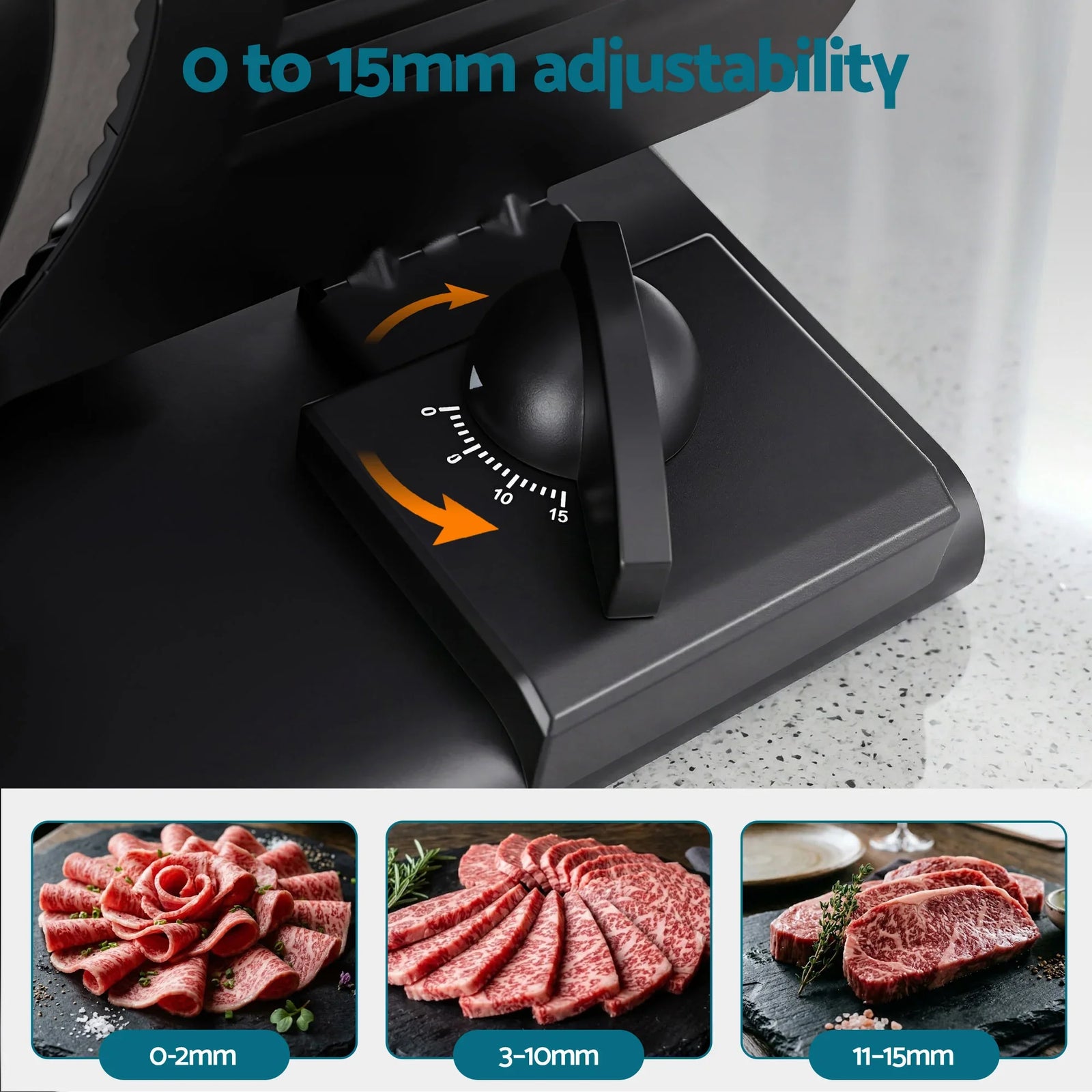 200W Electric Food Slicer with Adjustable Thickness & Stainless Steel Blade
