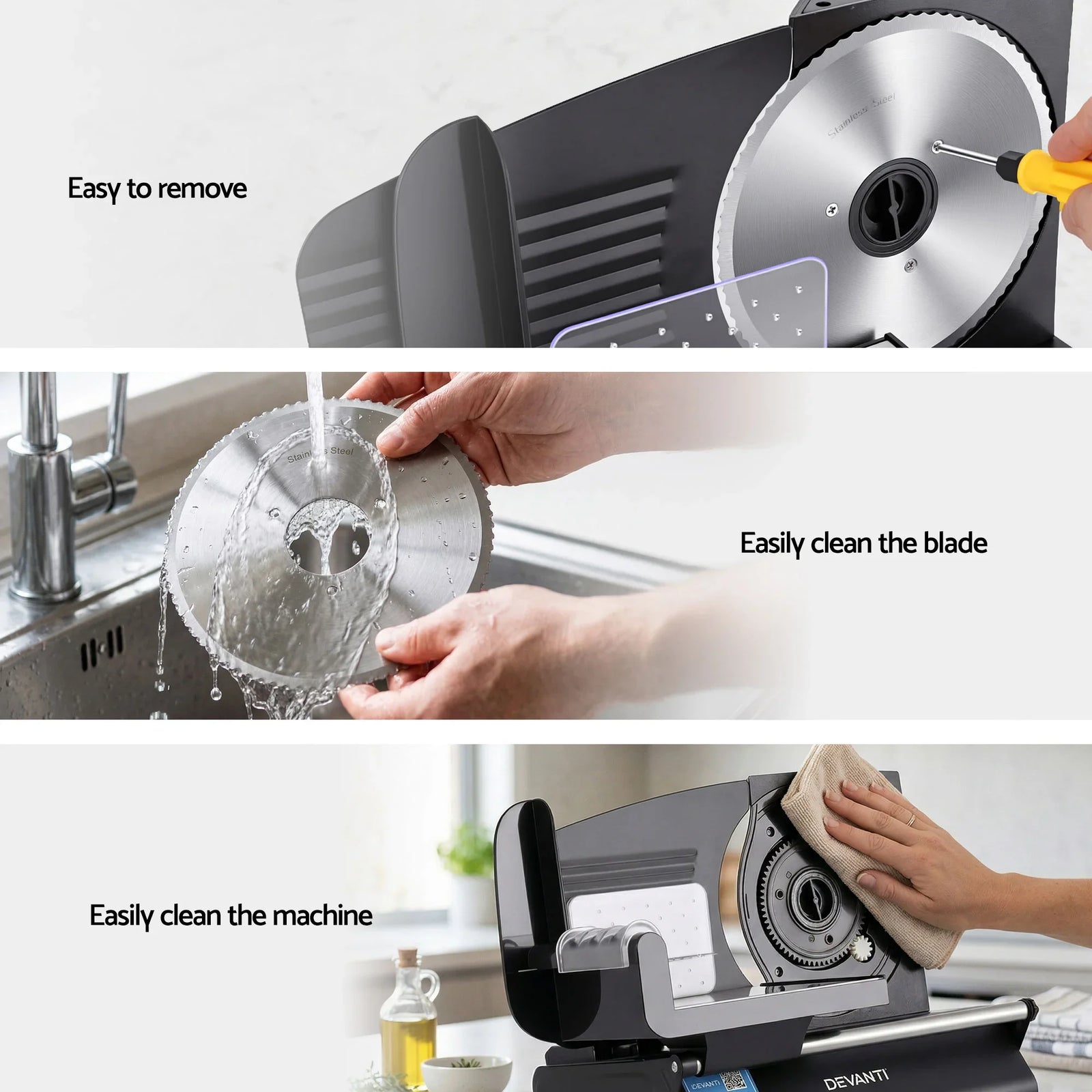 200W Electric Food Slicer with Adjustable Thickness & Stainless Steel Blade