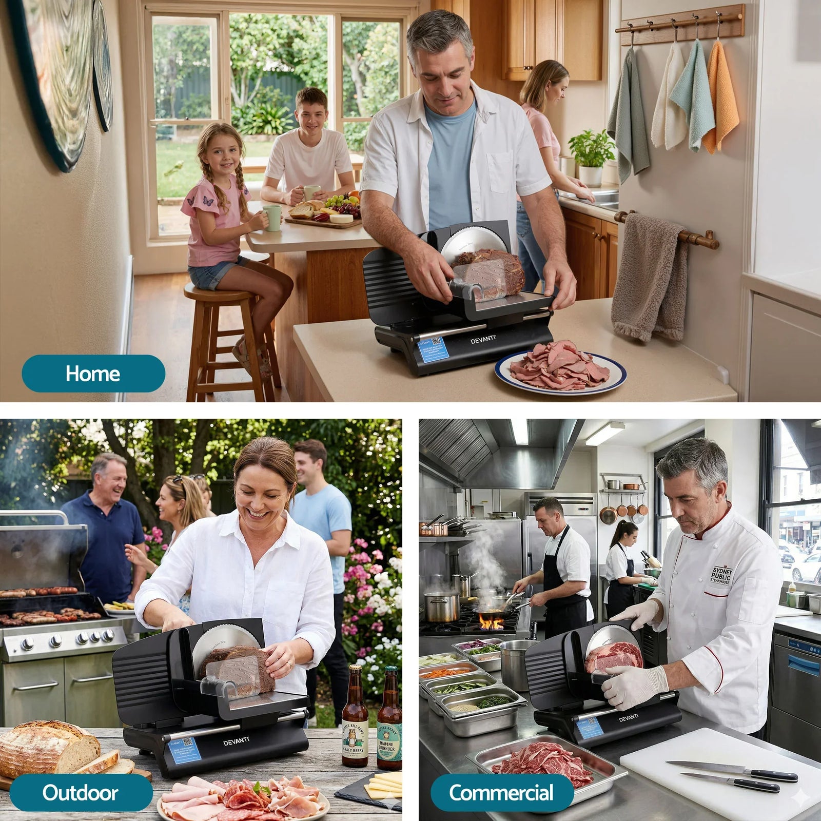 200W Electric Food Slicer with Adjustable Thickness & Stainless Steel Blade