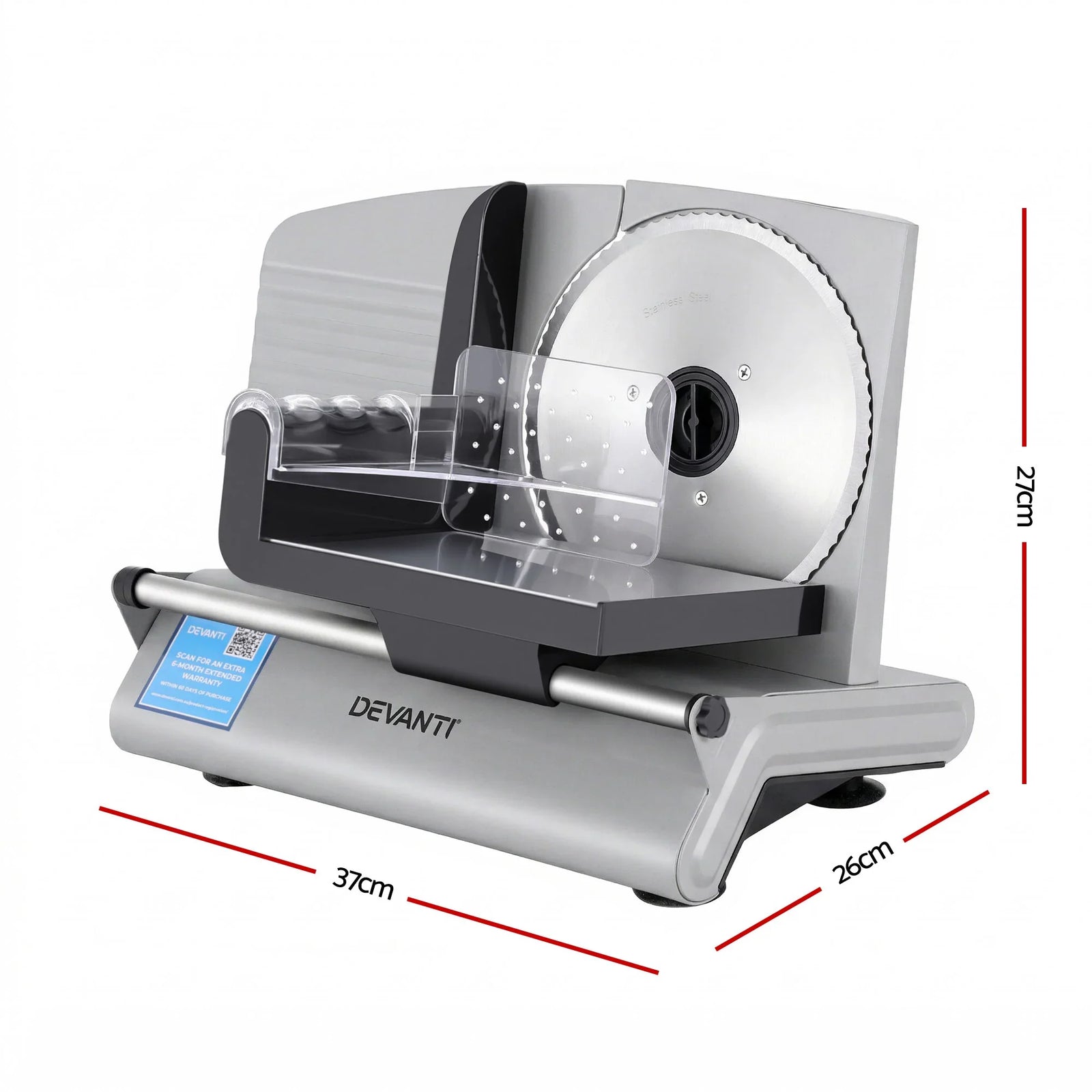 200W Electric Food Slicer with Adjustable Thickness & Stainless Steel Blade