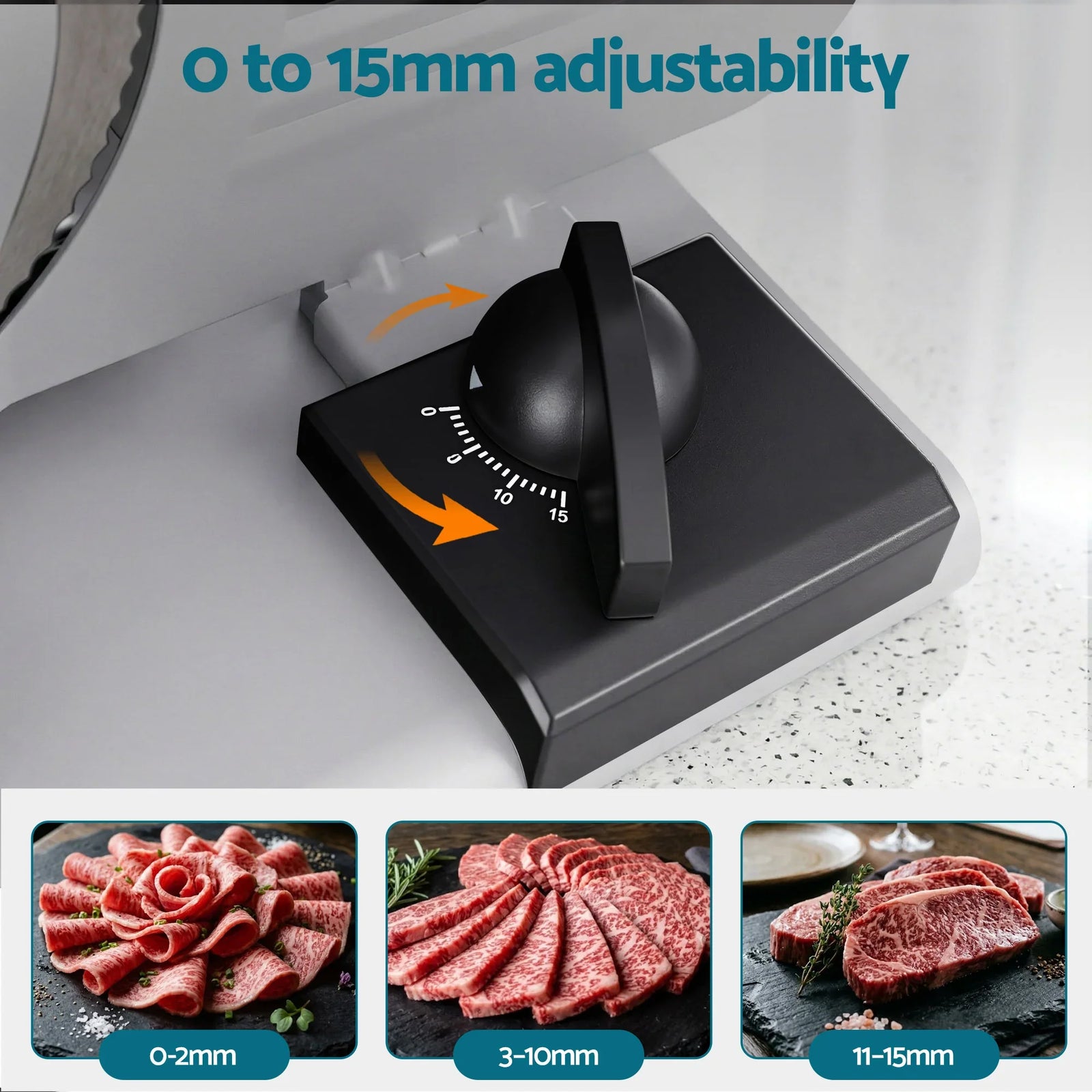 200W Electric Food Slicer with Adjustable Thickness & Stainless Steel Blade