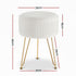 Ottoman Foot Stool Vanity Velvet Round White