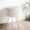 Ottoman Foot Stool Vanity Velvet Round White