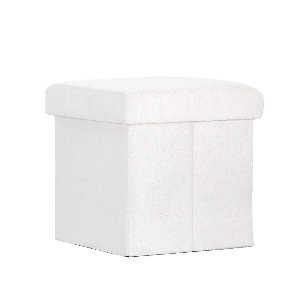 Artiss Ottoman Storage Foot Stool Vanity Square Teddy