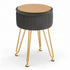 Ottoman Storage Foot Stool Vanity Velvet Round Grey
