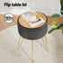 Ottoman Storage Foot Stool Vanity Velvet Round Grey