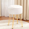 Ottoman Storage Foot Stool Vanity Velvet Round White