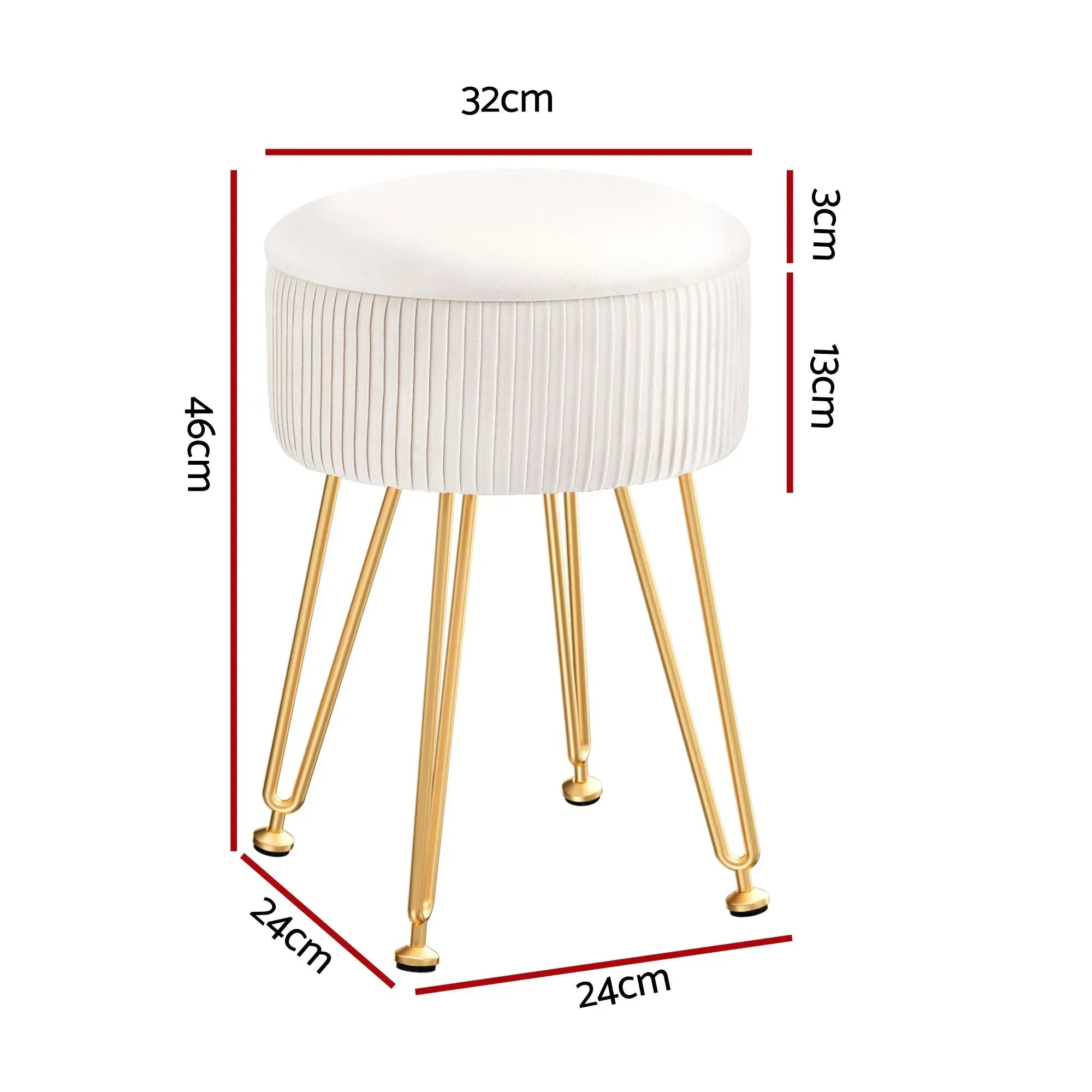 Ottoman Storage Foot Stool Vanity Velvet Round White