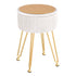 Ottoman Storage Foot Stool Vanity Velvet Round White