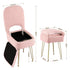 Artiss Storage Ottoman Vanity Stool Foot Stool Folding Back Pink