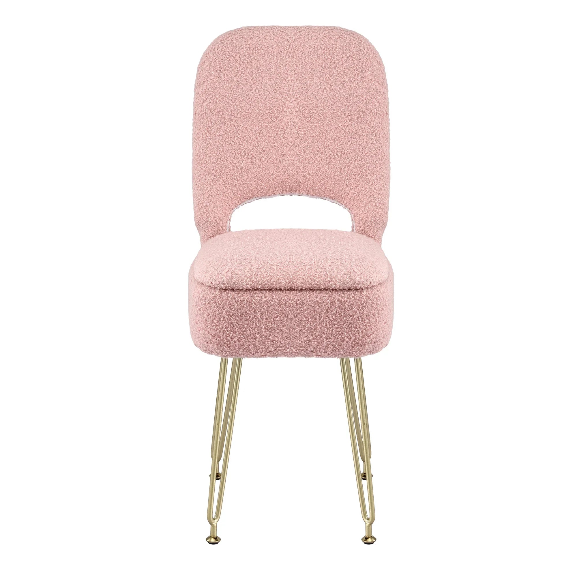 Storage Ottoman Vanity Stool Foot Stool Folding Back Pink