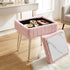 Pink Faux Fur Footstool with Storage, Reversible Table Lid & Metal Legs